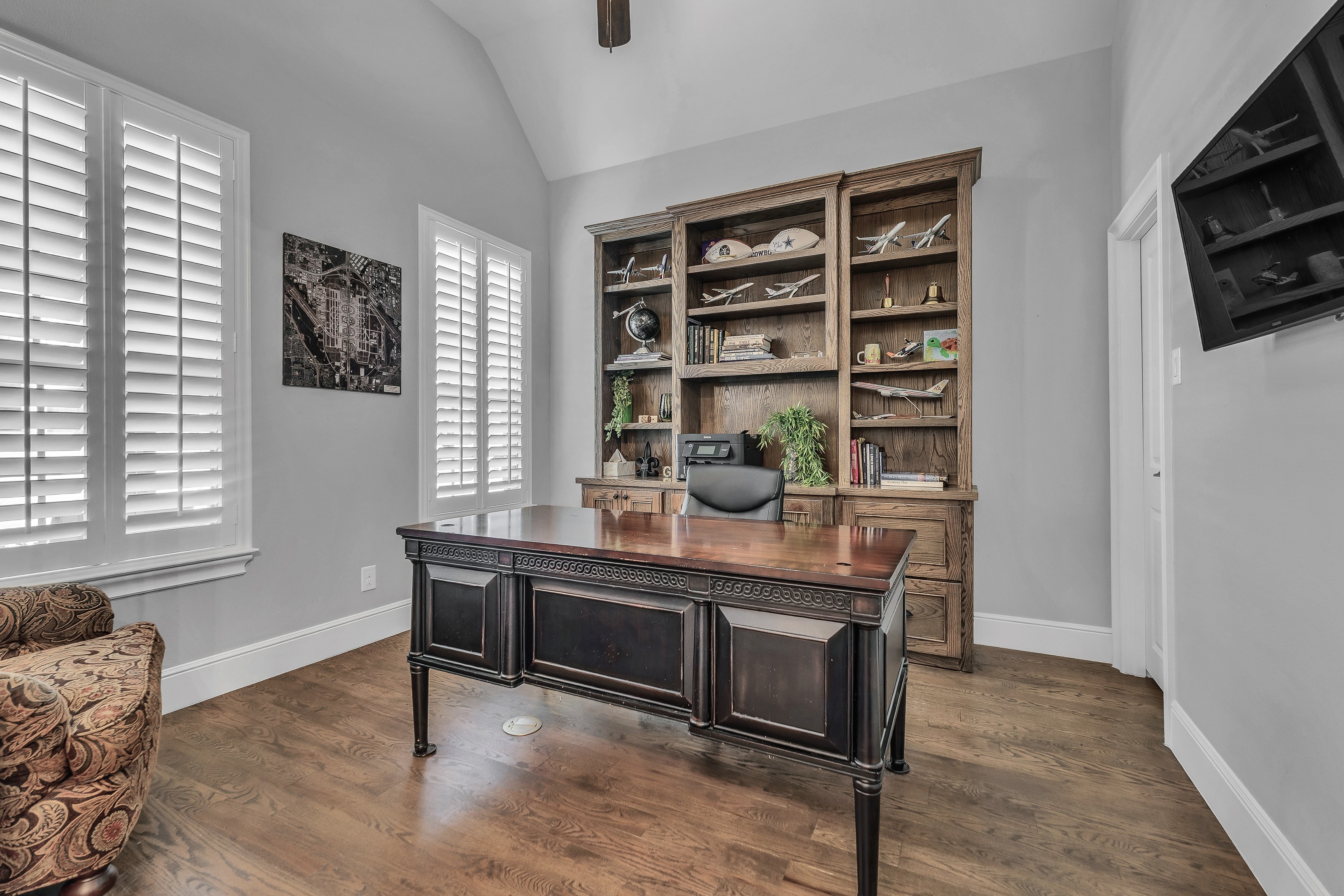 Private study with built-in shelving